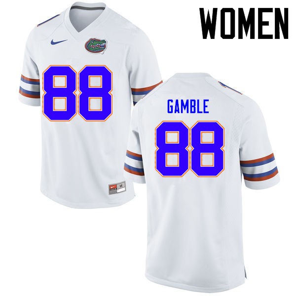 Florida Gators Women #88 Kemore Gamble College Football Jerseys White